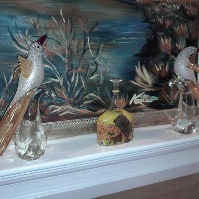 Oscar Zanetti Birds Murano glass statue with 24k gold