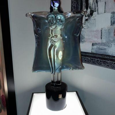 Oscar Zanetti Woman with Cape Murano glass sculpture