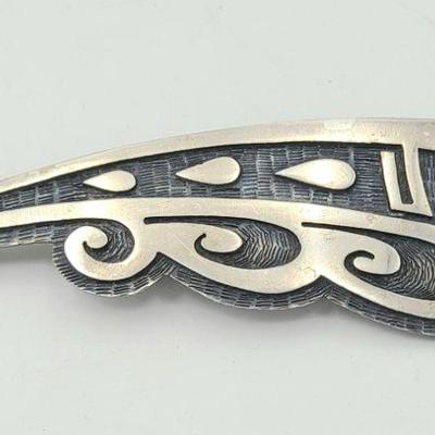 Signed Native American sterling silver pin