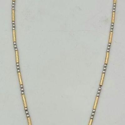 14k white and yellow gold bead necklace