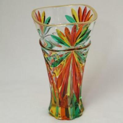 Large cut glass multicolored vase marked 2Z made in Italy.
Condition:Very Good
Shipping:Yes
Size:12 1/2
