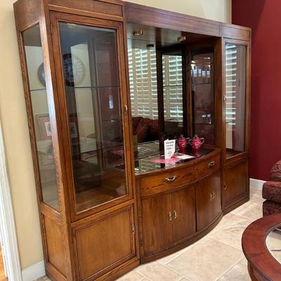Thomasville five piece, lighted display cabinet. 