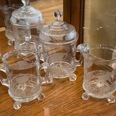 Antique etched hostess set. 