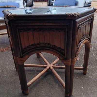 Bamboo and Glass Side Table