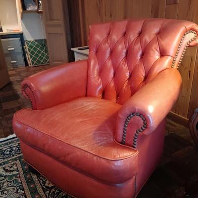 Leather Chair - Set of two with matching ottoman