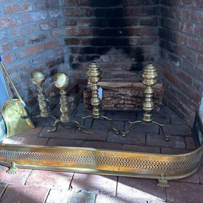 Period brass fireplace items