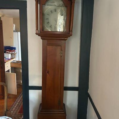 19c pine tall case clock