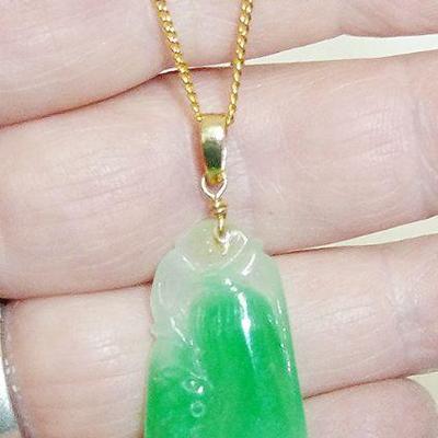 14k chain, jade pendant