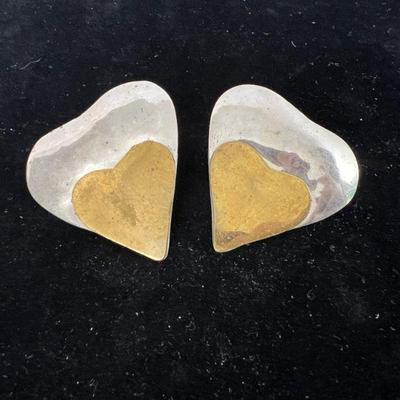 Louis Booth Mixed Metal Modernist Heart Shaped Earrings