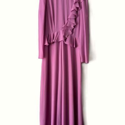 David Morris Vintage 1970s Ruffle Dress In Orchid