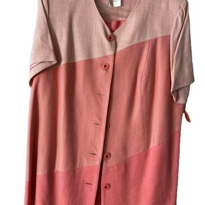 Vintage Saks Fifth Avenue Folio Collection Pink Color Block Skirt & Short Sleeved Jacket