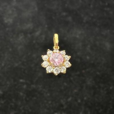 Gold Vermeil Sterling Pendant With Pink & White Stones