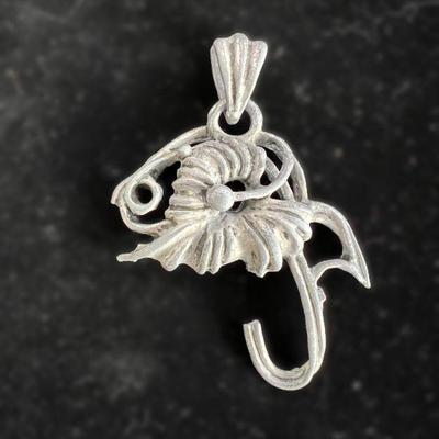 Antique White Metal Botanical Design Pendant
