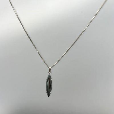 Sterling Silver Necklace With Hematite Pendant