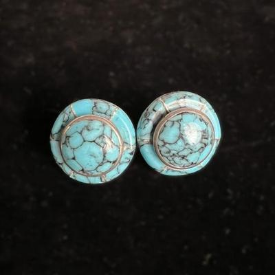 Vintage Turquoise Silver Plated Earrings