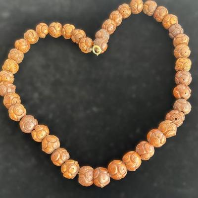 Hand-Carved Wooden Bead Necklace