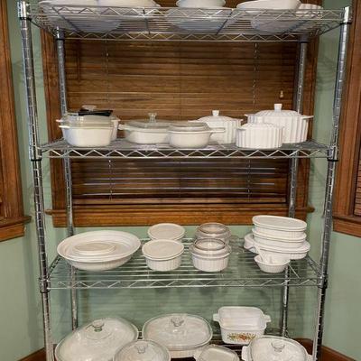 STORAGE SHELVES,
CORNING WARE