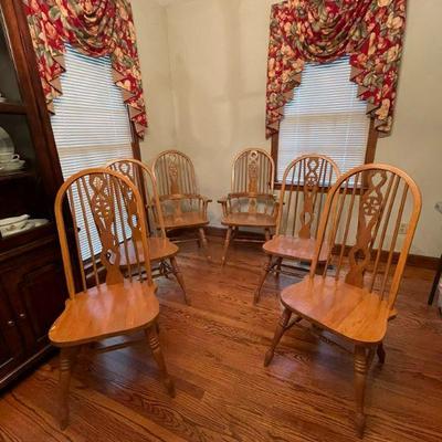 SET OF 6 DINING CHAIRS INCLUDES 2 CAPTAIN CHAIRS