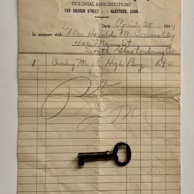 Original bill of sale for the highboy, dated 1944
