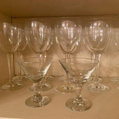 Stemware by Crate & Barrel, 8 wine glasses, 8 cordial glasses made in Slovakia