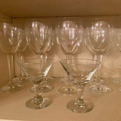 Stemware by Crate & Barrel, 8 wine glasses, 8 cordial glasses made in Slovakia