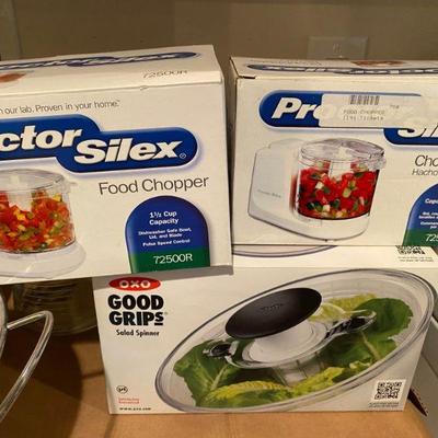 Selection of Proctor Silex food choppers and salad spinner by Good Grip