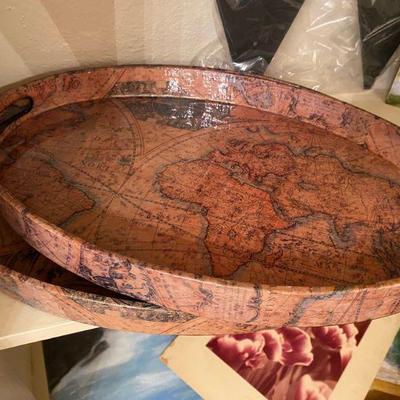 Old World Map Serving Trays