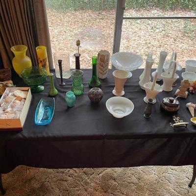 Selection of milk glass 