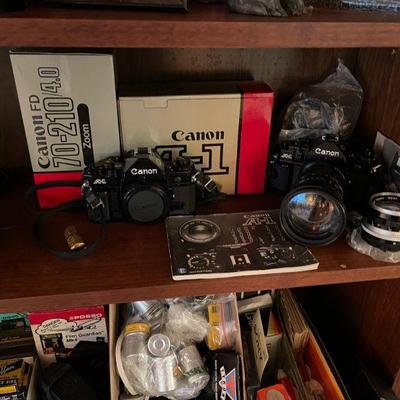 Canon vintage F-1 35mm SLR cameras and more 