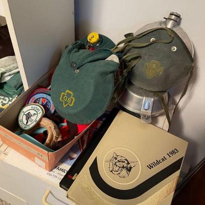 Collection of Girl Scouts gear / books 