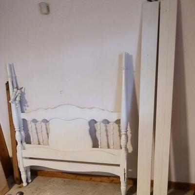 White Bed Headboard and Footboard and side rails