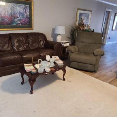 Sofa and Recliners and 
Coffee Table