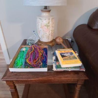End Table, Beads, books