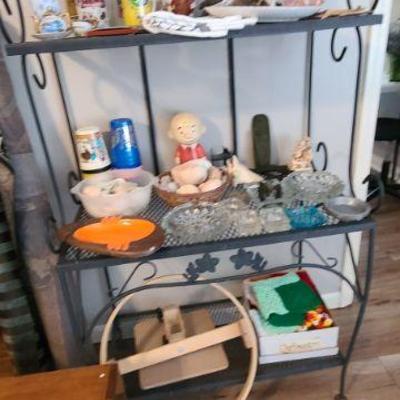 All sorts of Nik Nacks on this metal shelf