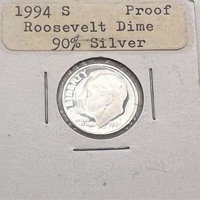 Lot 033  
1994 S Silver Proof Roosevelt Dime