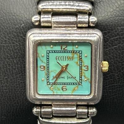 Ecclissi Womenâ€™s Watch, Sterling Silver Case on Leather Band