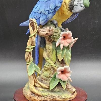 Vintage Gold & Blue Macaw Figurine by Andrea, 1984