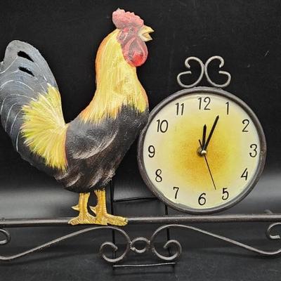Farmhouse Decor Cast Metal Rooster Clock