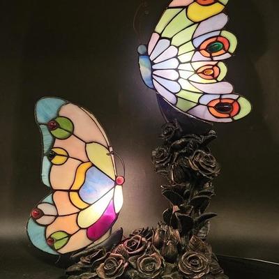 Stained Glass Tiffany Style Butterflies Lamp