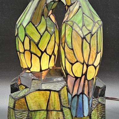 Stained Glass Tiffany Style Love Birds Lamp