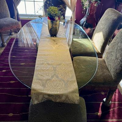 Glass dining room set w 6 chairs