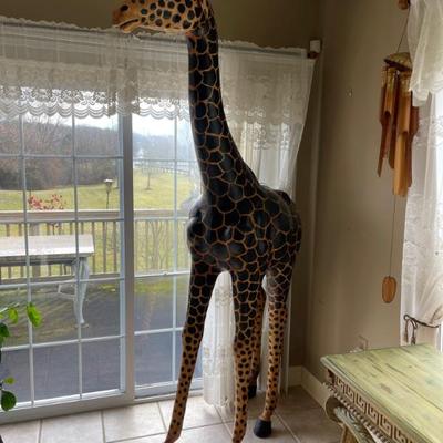 8 foot tall wooden giraffe
