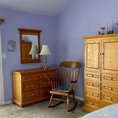 All furniture, handmade by homeowner in master bedroom. He is  an incredible woodworker.
