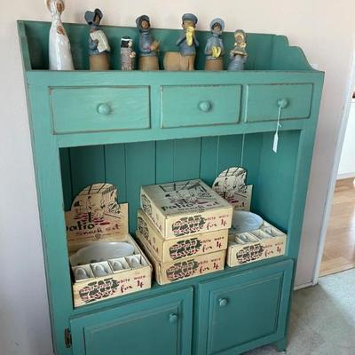Country style turquoise hutch