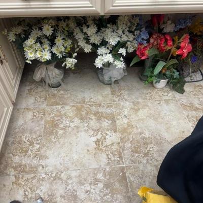 Silk flowers.