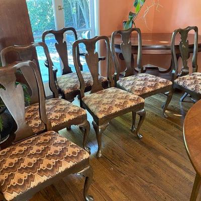 8 dining chairs, 2 armed chairs. 