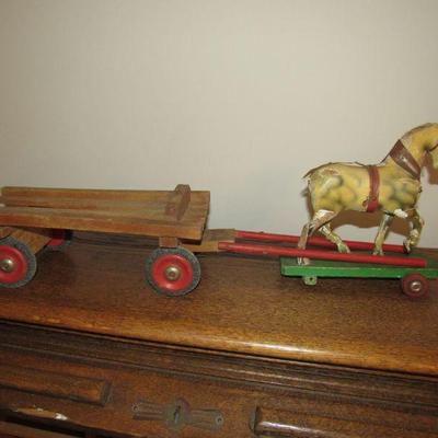 antique toy horse and cart