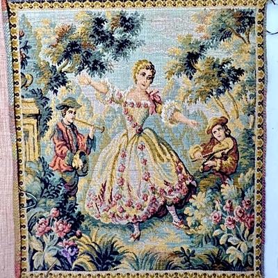  Lot of 6 Antique French Woven Tapestry in Jacquard Loom with Victorian Romantic Scenes