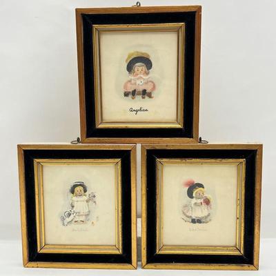 Vintage Watercolor Childs Portraits "Little Americans" by Mariana ~ Victoria, Delilah, & Angelica