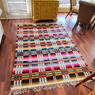 Amazing Antique Flat Weave Kilim Rug- Handmade, 100% Wool, Multi-Colored Plaid 8x10